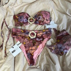 BEACHRIOT Rita Top & Halle Bottom Size M Marsala Floral